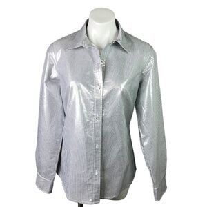 NWT Bugatchi $138 metallic like blouse size L